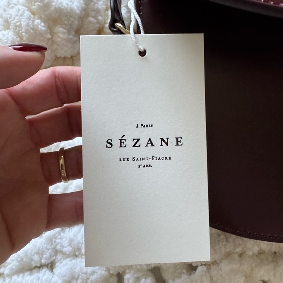 Sezane Claude bag !Elegant Burgundy Leather Shoulder Bag - Picture 3 of 8